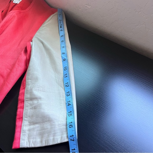 Helmut Lang Lamb Leather 3/4 Sleeve Full Zip Collarless Bomber Jacket Medium - Picture 12 of 14